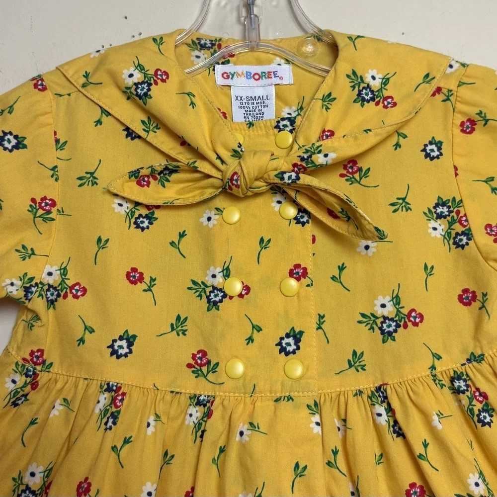 VTG Gymboree Country Meadows Dress Rainbow Tag Cottagecore Yellow Floral 12-18 M